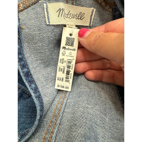 Madewell Women's Lorton Wash Denim Stovepipe Overalls Size Medium Tall - Picture 7 of 7